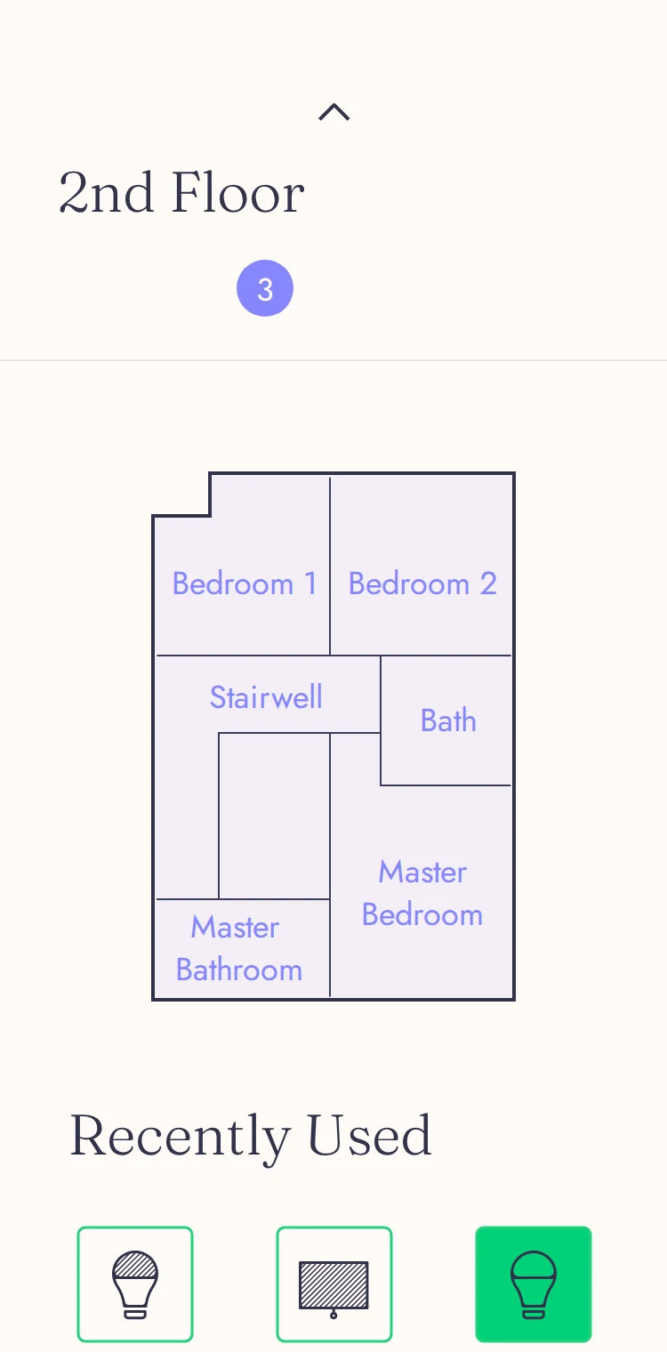 V1: the 2nd floor as a floor plan, with rooms drawn on the map